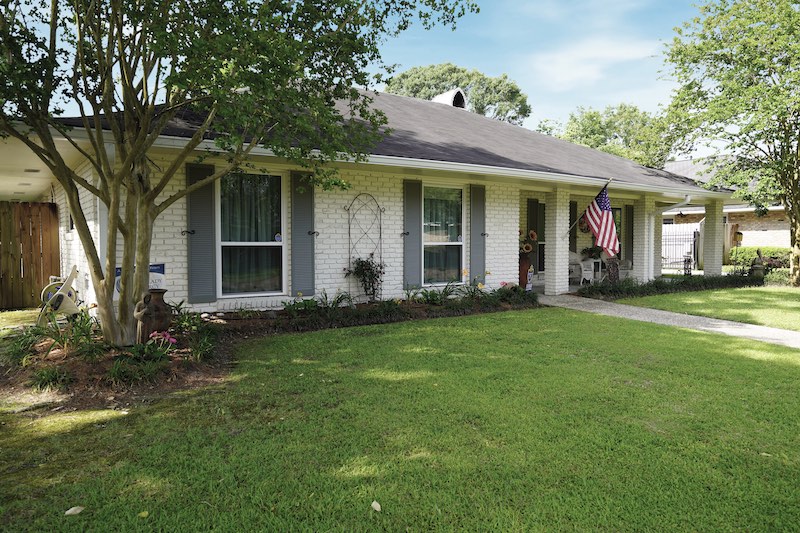 white brick house